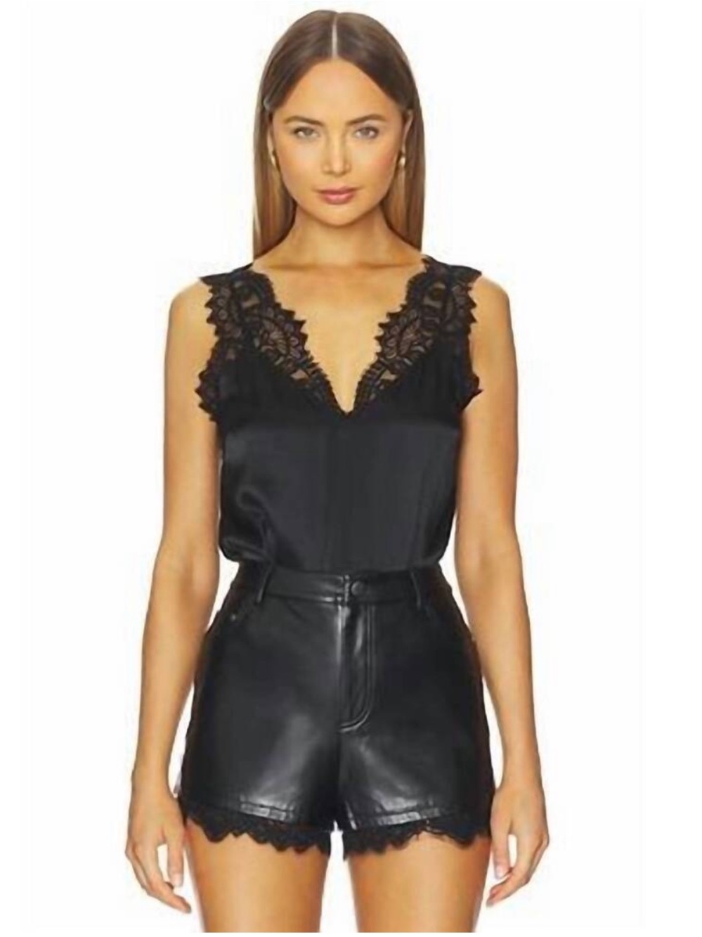 CAMI NYC Renee Vegan Leather Lace Trim Shorts Size 2 NWOT
